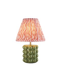 Endon Lighting - Bobble & Ripple 25cm - 116296 - Olive Green Aged Brass Pink Ceramic Table Lamp With Shade