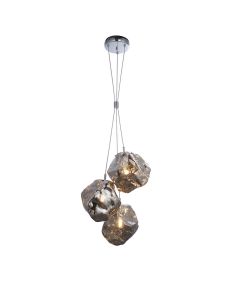 Endon Lighting - Rock - 97657 - Chrome Glass 3 Light Ceiling Pendant Light