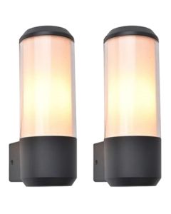 Set of 2 Heros - Dark Grey Opal IP44 Outdoor Wall Lights