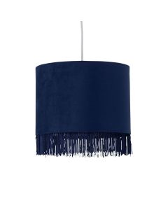 Tassel - Navy Blue Velvet with Chrome Inner Easy Fit 25cm Pendant Shade