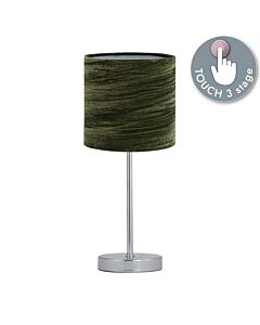 Chrome Touch Operated Table Lamp with Green Crushed Velvet Shade