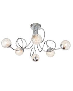 Endon Lighting - Auria - 76349 - Chrome Clear Glass 6 Light Flush Ceiling Light