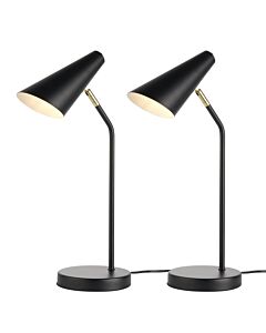 Set of 2 Dakotta - Matt Black & Brushed Gold Adjustable Desk Lamps