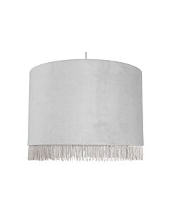 Fringed - Silvery Grey 38cm Fringed Velvet Pendant Shade