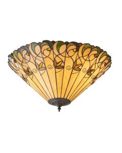 Interiors 1900 - Jamelia - 70706 - Dark Bronze Tiffany Glass 2 Light Flush Ceiling Light