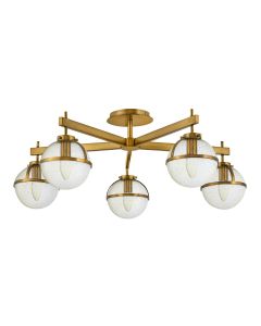 Hinkley Lighting - Hollis - HK-HOLLIS-5-C-HB - Heritage Brass Clear Seeded Glass 5 Light IP44 Bathroom Ceiling Light