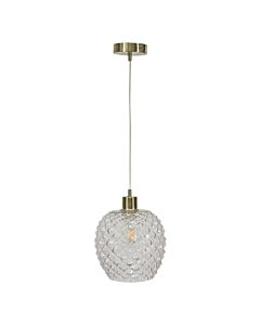 Baine - Clear Textured Glass with Satin Brass Pendant Fitting