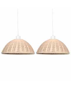 Set of 2 Colette - Rattan Dome Pendant Lightshades