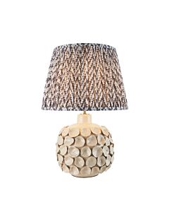 Endon Lighting - Borello & Leaf 35cm - 116394 - Cream Crackle Aged Brass Grey Ceramic Table Lamp With Shade