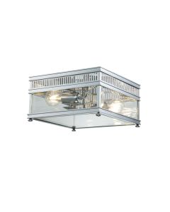 Elstead Lighting - Holborn - HOLBORN-F-PC - Chrome Clear Glass 2 Light IP44 Coastal Resistant Outdoor Ceiling Flush Light