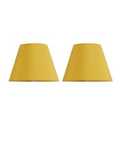 Set of 2 Ochre Cotton 20cm Diameter Tapered Fabric Lamp Shades