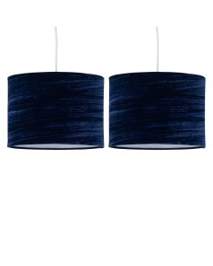 Set of 2 Navy Blue Crushed Velvet 30cm Pendant Lightshades