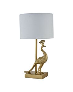 Majestic - Gold Peacock Table Lamp with White Shade
