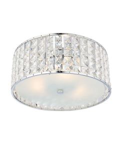 Endon Lighting - Belfont - 61252 - Clear Crystal Glass Chrome 3 Light IP44 Bathroom Ceiling Flush Light