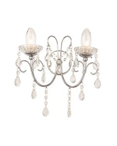 Endon Lighting - Tabitha - 61385 - Chrome Clear Crystal Glass 2 Light IP44 Bathroom Wall Light