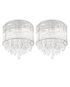 Set of 2 Harbour - Crystal Flush Ceiling Lights