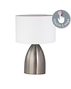 Valentina - Brushed Chrome Touch Lamp with White Shade