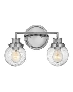 Quintiesse - Poppy - QN-POPPY2-PC-BATH - Chrome Clear Seeded Glass 2 Light IP44 Bathroom Wall Light