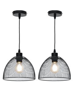 Set of 2 Cassidy - Medium Black Mesh Ceiling Pendant Lights