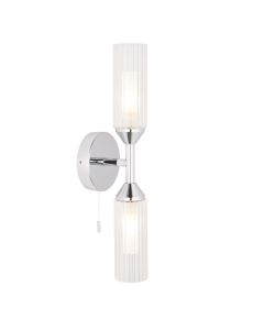 Westchester - Chrome & Clear Glass 2 Light IP44 Pull Cord Bathroom Wall Light