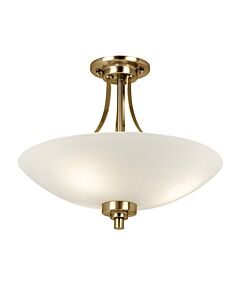 Endon Lighting - Welles - WELLES-3AB - Antique Brass White Glass 3 Light Flush Ceiling Light