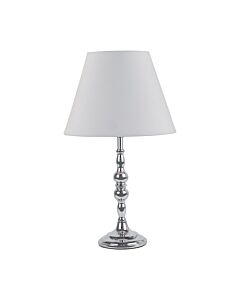 Chrome Table Lamp with Decorative Stem and Ivory Shade