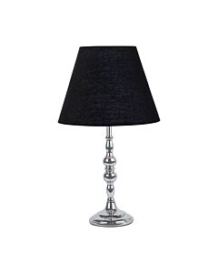 Chrome Table Lamp with Decorative Stem and Black Shade