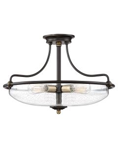 Quoizel Lighting - Griffin - QZ-GRIFFIN-SFM-C-PNAB - Palladian Bronze Clear Seeded Glass 4 Light Flush Ceiling Light