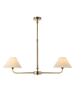 Endon Lighting - Lille - 117835 - Antique Brass Natural 2 Light Bar Ceiling Pendant Light