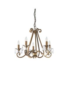 Interiors 1900 - Oksana - UL1P5B - Antique Brass Clear Crystal Glass 5 Light Chandelier