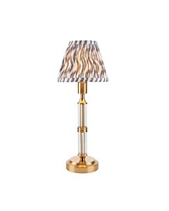 Endon Lighting - Morton Rechargeable & Ripple 16cm - 114841 - LED Aged Brass Grey Touch Table Lamp With Shade