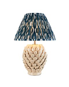 Endon Lighting - Layered Leaf & Ikat 30cm - 116419 - Cream Crackle Aged Brass Blue Ceramic Table Lamp With Shade