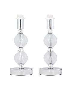 Set of 2 Chrome Two Ball Stick Table Lamp Bases Only