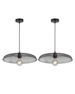 Set of 2 Cassidy - Large Black Mesh Ceiling Pendant Lights