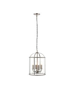 Endon Lighting - Lambeth - 70324 - Satin Nickel Clear Glass 4 Light Ceiling Pendant Light