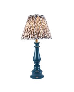 Endon Lighting - Myrtle & Leaf 25cm - 116343 - Blue Warm Brass Grey Table Lamp With Shade