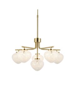 Mills - Satin Brass White Glass 6 Light Ceiling Pendant Light