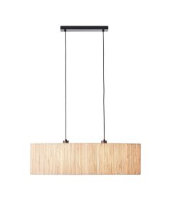 Endon Lighting - Longshore - 101692 - Natural Seagrass Black 2 Light Bar Ceiling Pendant Light