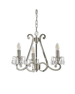 Interiors 1900 - Oksana - UL1P3N - Nickel Clear Crystal Glass 3 Light Chandelier