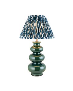 Endon Lighting - Monroe & Ikat 30cm - 116478 - Green Aged Brass Blue Ceramic Table Lamp With Shade