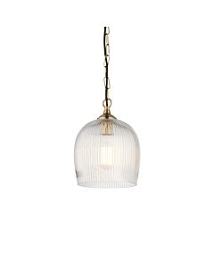 Endon Lighting - Ashcroft - 120625 - Aged Brass Clear Ribbed Glass Ceiling Pendant Light