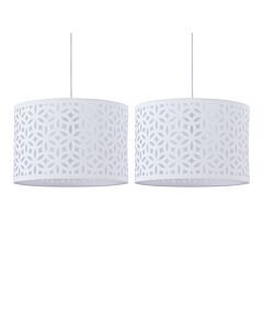 Set of 2 White Laser Cut 30cm Pendant Lightshades