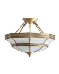 Interiors 1900 - Balfour - SN02P47 - Antique Brass Frosted Glass 4 Light Flush Ceiling Light