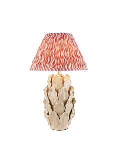 Endon Lighting - Layered Leaf & Ripple 30cm - 116432 - Cream Crackle Aged Brass Pink Ceramic Table Lamp With Shade