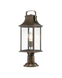 Quintiesse - Grant - QN-GRANT3-L-BU - Burnished Bronze Clear Seeded Glass IP44 Outdoor Post Light