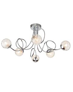Endon Lighting - Auria - 76349 - Chrome Clear Glass 6 Light Flush Ceiling Light