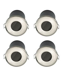 Set of 4 Fire Rated Bathroom Downlights - Brushed Steel IP65 Recessed Downlights