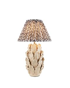 Endon Lighting - Layered Leaf & Leaf 30cm - 116424 - Cream Crackle Aged Brass Grey Ceramic Table Lamp With Shade