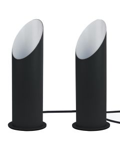 Set of 2 Black Metal Tubular Floor Uplights