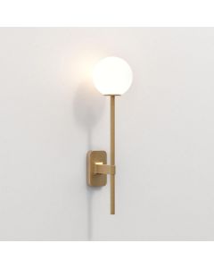 Astro Lighting - Tacoma Single Grande 1429009 & 5036001 - IP44 Antique Brass Wall Light with White Glass Shade